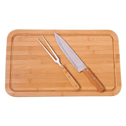 Conjunto para Churrasco Bamboo Tábua Retangular 30x50cm - 3359 - Mor