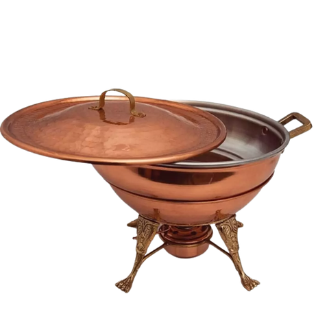 Rechaud Fogareiro Redondo e Panela em Cobre Banho Maria 11L