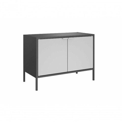 Balcão Baixo Multiúso Itatiaia Smart - 2 Portas - Preto Matte C- Cinza