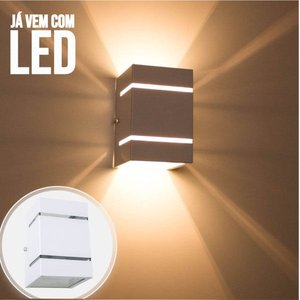 kit 6x Arandela  Branca + LED 5W 3000K luminária Externa Parede Muro 2 Focos Frisos Fachos St327