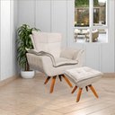 Ver imagem 7 de Puff Decorativo Base Giratória em Madeira Charger Suede Bege G19 - Gran Belo