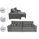 Ver imagem 2 de Sofá Retrátil e Reclinável 2.32M com Molas Cama Inbox Estilo Suede Velusoft Cinza