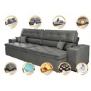 Ver imagem 3 de Sofá Retrátil e Reclinável 2.32M com Molas Cama Inbox Estilo Suede Velusoft Cinza
