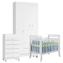 Ver imagem 1 de Quarto de Bebê 3 Portas com Gaveteiro Ternura Baby e Berço Lila Branco Brilho - Incorplac