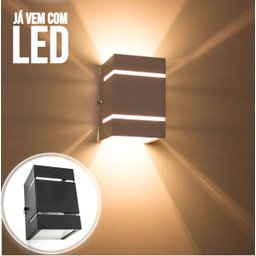 kit 20x Arandela  Preta + LED 5W 3000K luminária Externa Parede Muro 2 Focos Frisos Fachos St327 - 3