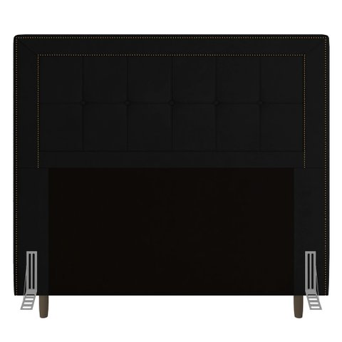 Cabeceira Cama Box Casal Queen Size Luxor 160cm com Tachas e Frame Suede Preto - Abmaza
