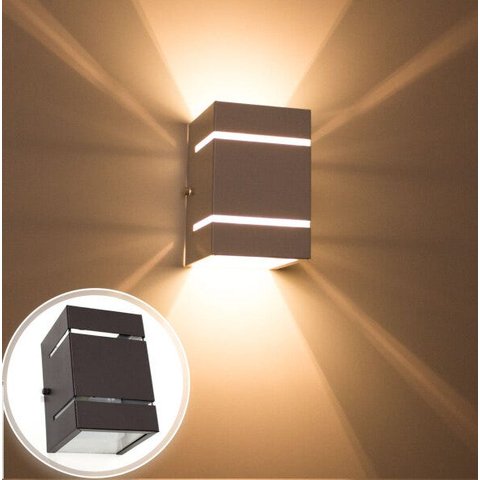 Kit com 9 Arandelas 2 Focos com Frisos e Facho Marrom Externa Parede Muro St327