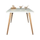 Ver imagem 1 de Mesa Jantar Pés Palitos Tampo Quadrado Vidro Laqueado 120cm Branco