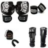 Kit Muay Thai Top - Luva Caneleira Bandagem Bucal - 12 Oz Tailandês Preto - 1