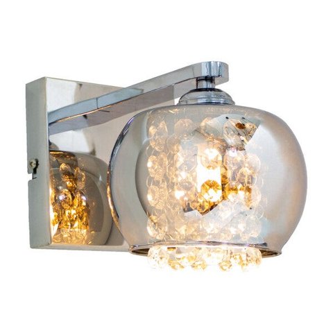 kit 2 Luminária Arandela Cristal K9 Cuba Cromada + 2 Led 5w 3000k St1219