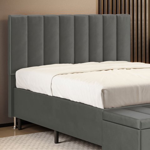 Cabeceira Nashira 140 para Cama de Casal N-023 Veludo Cinza Claro Aradecor