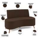 Ver imagem 4 de Sofá Chaise Living 2 Lugares 160cm para Sala Cayman K01 Veludo Marrom - Lyam Decor