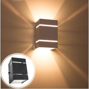 Kit com 6 Arandelas 2 Focos com Frisos e Facho Externa Parede Muro Preta St327