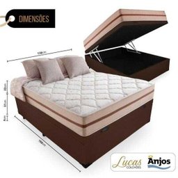 Cama Box com Baú Casal + Colchão de Molas Ensacadas Anjos Classic 138x188x64cm - 2