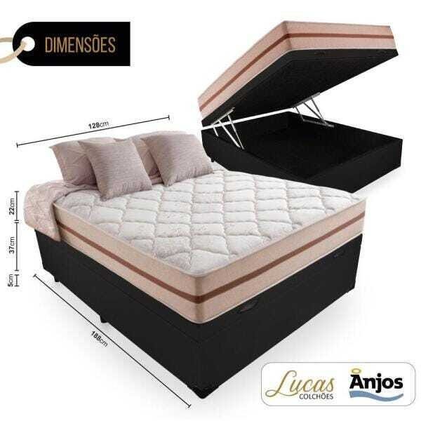 Cama Box Baú Viúva com Colchão de Molas Ensacadas Anjos Classic 128x188x64cm - 2