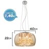 Lustre Pendente Cristais Legítimos K9 Sidney Cuba Âmbar 40cm St706 - 2