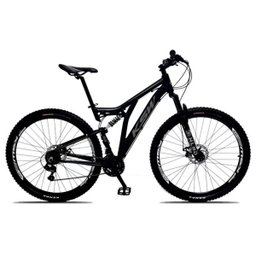 Bicicleta Aro 29 Quadro 19 Alumínio 21v Suspensão Freio a Disco Full Impact - KSW - Preto/Cinza - 1