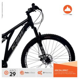 Bicicleta Aro 29 Quadro 19 Alumínio 21v Suspensão Freio a Disco Full Impact - KSW - Preto/Cinza - 3