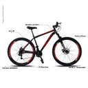 Ver imagem 7 de Bicicleta Aro 29 Quadro 19 Aço Suspensão Freio a Disco Mecânico 21 Marchas - Dropp - Preto/Vermelho