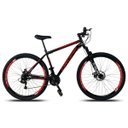 Ver imagem 5 de Bicicleta Aro 29 Quadro 19 Aço Suspensão Freio a Disco Mecânico 21 Marchas - Dropp - Preto/Vermelho