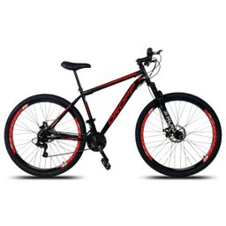 Bicicleta Aro 29 Quadro 19 Aço Suspensão Freio a Disco Mecânico 21 Marchas - Dropp - Preto/Vermelho - 5 Bicicleta Aro 29 Quadro 19 Aço Suspensão Freio a Disco Mecânico 21 Marchas - Dropp - Preto/Vermelho - 5