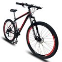 Ver imagem 1 de Bicicleta Aro 29 Quadro 19 Aço Suspensão Freio a Disco Mecânico 21 Marchas - Dropp - Preto/Vermelho