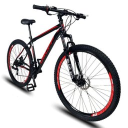 Bicicleta Aro 29 Quadro 19 Aço Suspensão Freio a Disco Mecânico 21 Marchas - Dropp - Preto/Vermelho - 1 Bicicleta Aro 29 Quadro 19 Aço Suspensão Freio a Disco Mecânico 21 Marchas - Dropp - Preto/Vermelho - 1