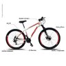 Bicicleta Aro 29 Quadro 19 Aço Suspensão Freio a Disco Mecânico 21 Marchas - Dropp - Branco/Vermelho - 7
