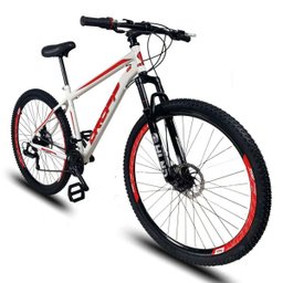Bicicleta Aro 29 Quadro 19 Aço Suspensão Freio a Disco Mecânico 21 Marchas - Dropp - Branco/Vermelho - 1 Bicicleta Aro 29 Quadro 19 Aço Suspensão Freio a Disco Mecânico 21 Marchas - Dropp - Branco/Vermelho - 1
