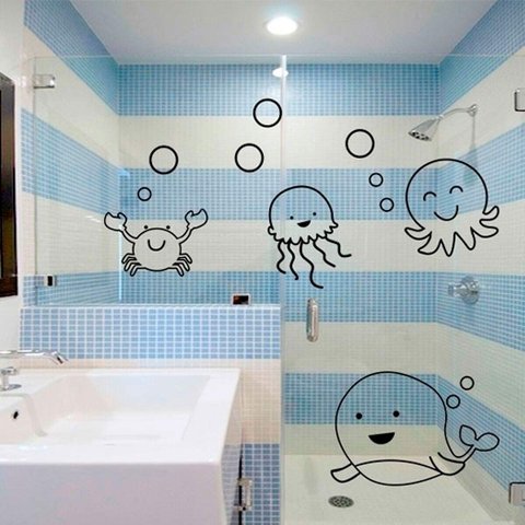 Adesivo para Box de Banheiro Fundo do Mar 1-Pequeno 47x30cm