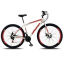 Ver imagem 5 de Bicicleta Aro 29 Quadro 19 Aço Freio a Disco Mecânico 21 Marchas - Dropp - Branco/Vermelho