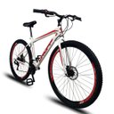 Ver imagem 1 de Bicicleta Aro 29 Quadro 19 Aço Freio a Disco Mecânico 21 Marchas - Dropp - Branco/Vermelho