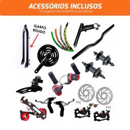 Bicicleta Aro 29 Quadro 19 Aço Freio a Disco Mecânico 21 Marchas - Dropp - Preto/Verde - 5