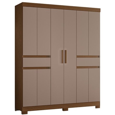 Guarda Roupa Solteiro Olímpia 10 Portas 2 Gavetas Nogueira/capuccino - Móveis Albatroz