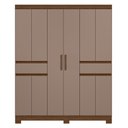 Ver imagem 3 de Guarda Roupa Solteiro Olímpia 10 Portas 2 Gavetas Nogueira/capuccino - Móveis Albatroz