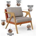 Ver imagem 4 de Kit 02 Poltronas Decorativas Para Sala Estar Pietra L02 Couríssimo Camel Linho Bege - Lyam Decor