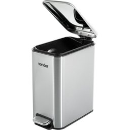Lixeira Retangular 5 Litros Inox Cinza Vonder - 1