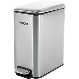 Lixeira Retangular 5 Litros Inox Cinza Vonder - 4