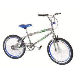 Bicicleta aro 20 onix cross cromada com aero e selim na cor azul - 1