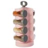 Organizador de Temperos Porta Condimentos 8 Peças Giratório - Rosa Claro - 1