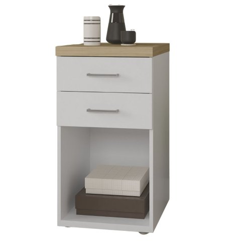 Gaveteiro para Escritório Home Office 2 Gavetas Orly A02 Olmo Branco - Lyam Decor