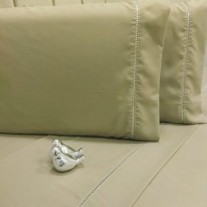 Jogo de Cama Casal 400 Fios Capuccino Ponto Palito 4 Peças Casa Dona