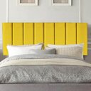 Ver imagem 1 de Painel Estofada Carla 140cm Casal para Cama Box Quarto Suede Amarelo - Gat Magazine