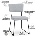 Ver imagem 4 de Kit 04 Cadeiras Decorativas Para Sala De Jantar Allana L02 Suede Cinza - Lyam Decor