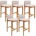 Ver imagem 1 de Kit 05 Banquetas Alta para Cozinha Sala de Jantar Bar Dara L02 Suede Bege - Lyam Decor