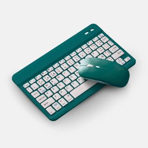 Teclado sem Fio Bluetooth Recarregável com Mouse Verde Escuro