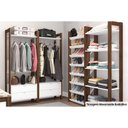 Ver imagem 5 de Closet de Casal AZ1011 Armário Alto c/ 1 Prateleira e 2 Gavetas Amêndoa/Branco - Tecno Mobili