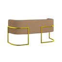 Ver imagem 4 de Kit 2 Poltronas + Sofá 2 Lugares Base de Metal Gold Veludo Capuccino