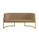 Ver imagem 5 de Kit 2 Poltronas + Sofá 2 Lugares Base de Metal Gold Veludo Capuccino