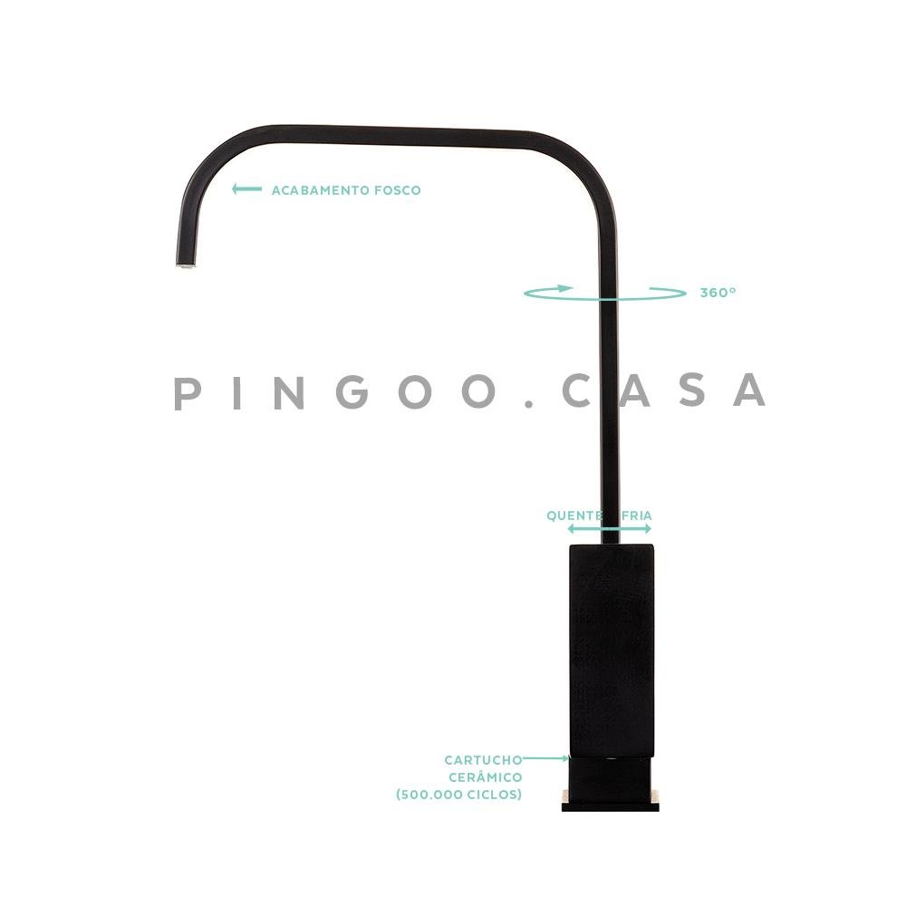 Torneira para cozinha Misturador Monocomando em Aço Inox São lorenço Pingoo.casa - Preto - 4